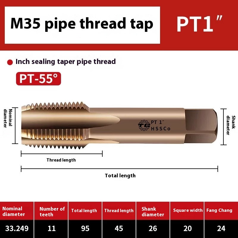 1092-Pipe Thread Tap Cobalt Water Pipe Thread Tap Cylindrical Cone Column G1/4 Thread 1/2 min npt Inch Tap Shandong Denso Pricision Tools Co.,Ltd.